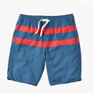 Fair Harbor YXL Navy/Red Anchor Swim Trunks Eco Friendly